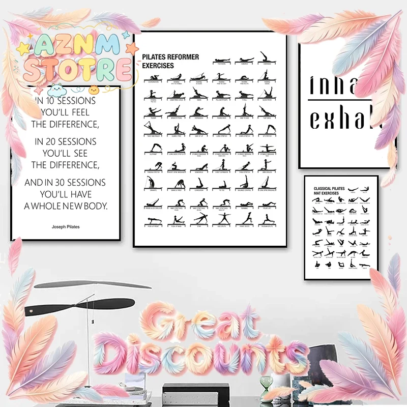 Pilates Yoga Gifts - Pilates Workout Chart Poster Canvas Prints