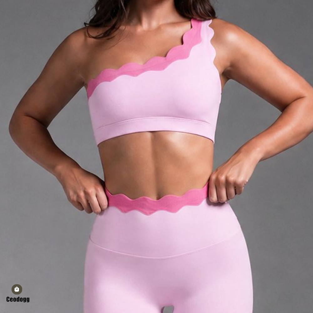 Pilates Yoga Training - Diagonal Shoulder Yoga Bra Petal Silhouette