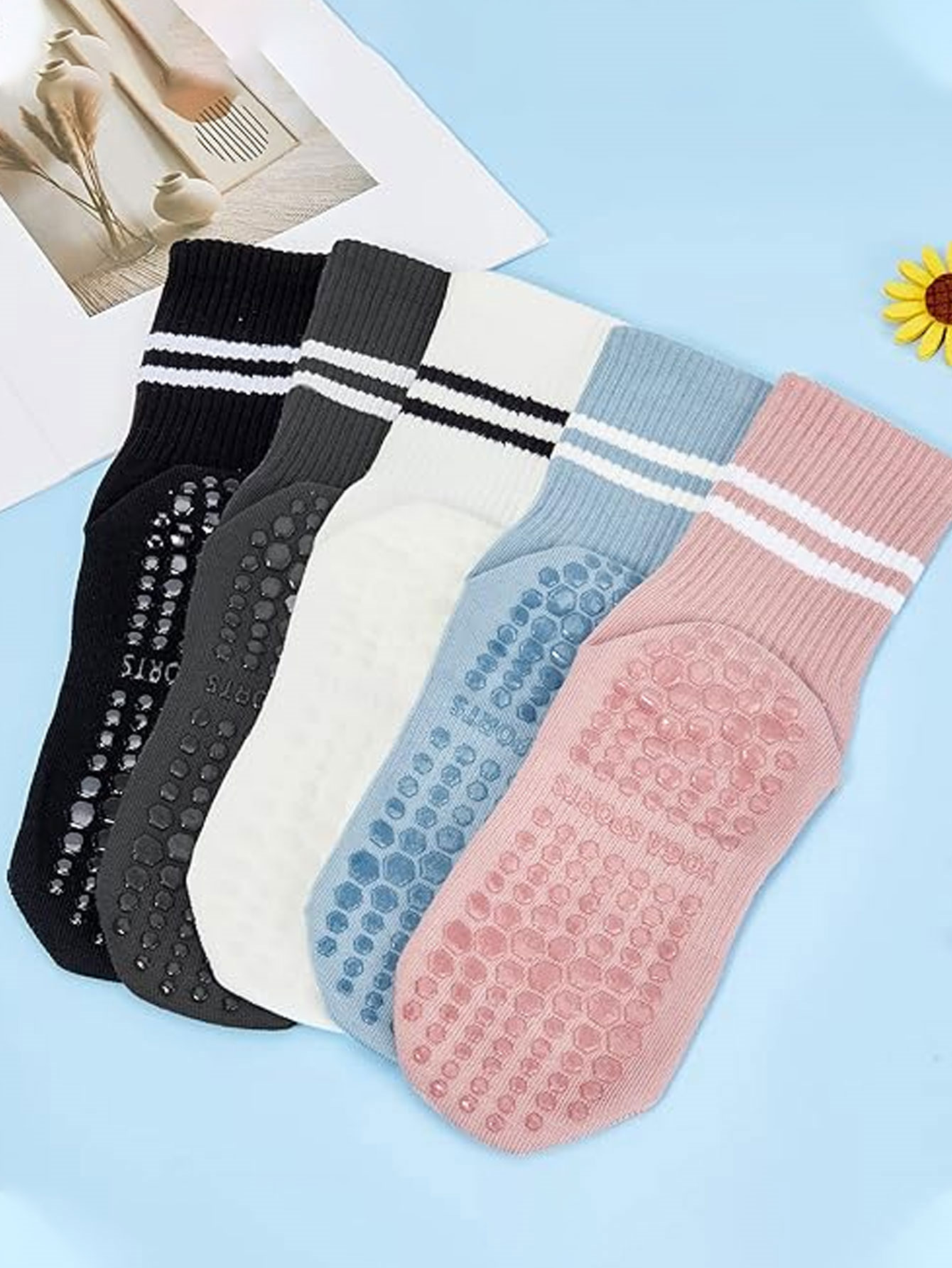 3 pairs of non-slip yoga socks - Fitness Yoga Pilates 评论和价格