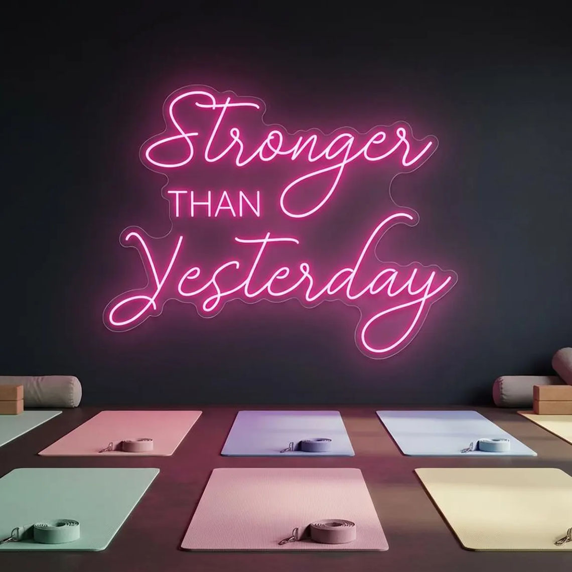 Stronger than Yesterday Neon S - Pilates Yoga Gifts 评论和价格
