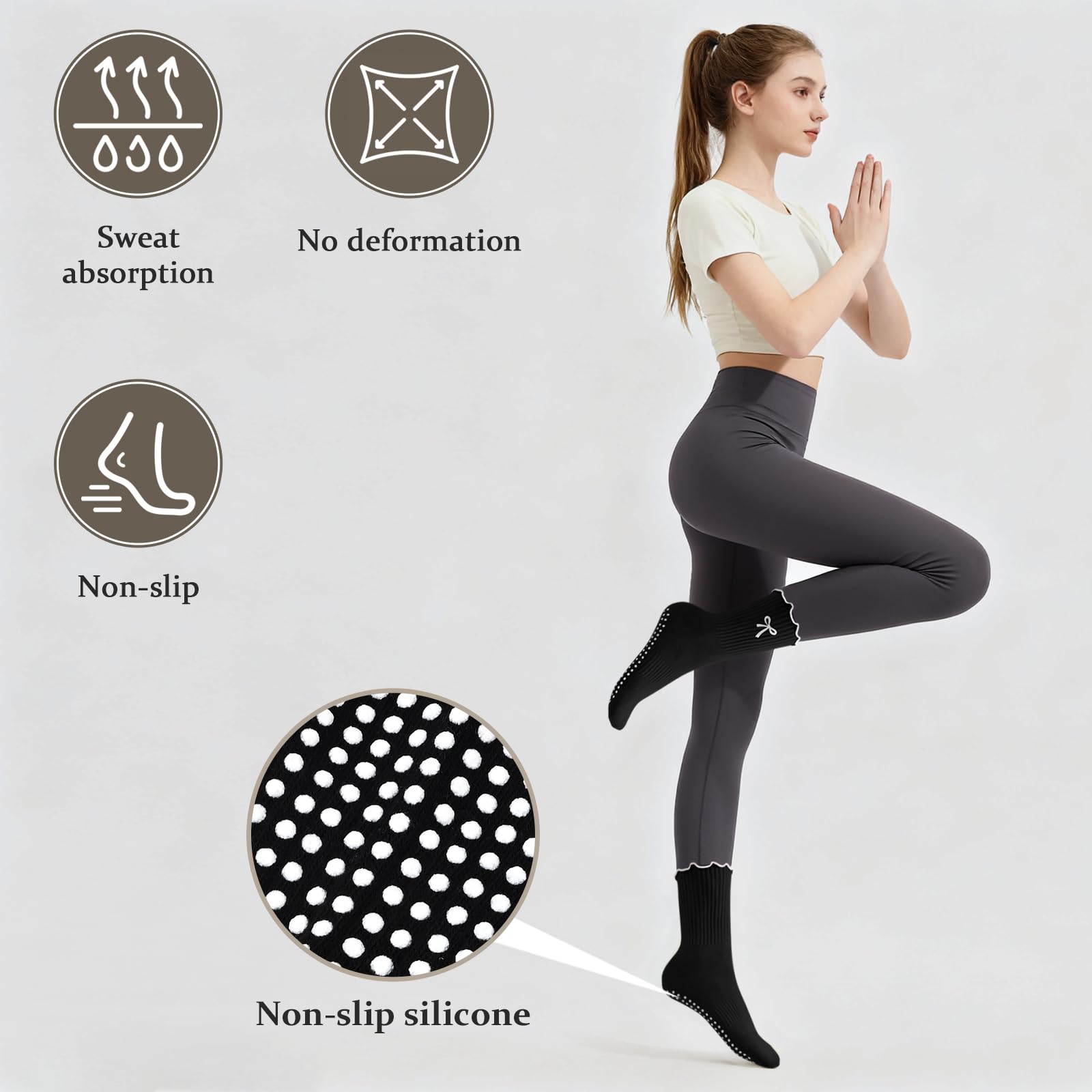 3 Pairs Non-Slip Grip Pilates  - Pilates Yoga Hose 评论和价格