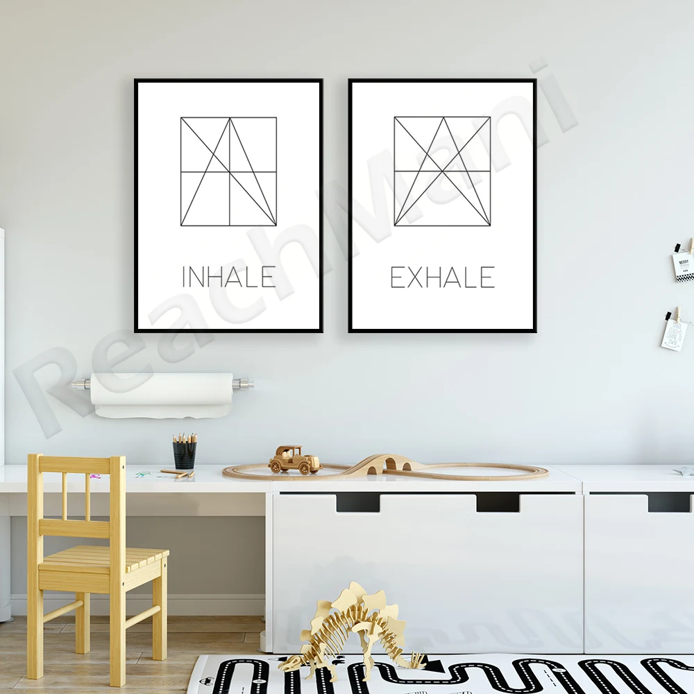 Breathe Breathe Print, Wall Ar - Pilates Yoga Gifts 评论和价格